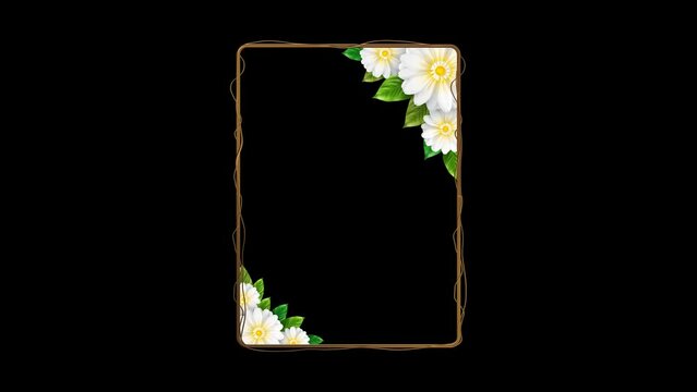 An elegant title frame decorated with white flowers for your wedding (with Alpha)