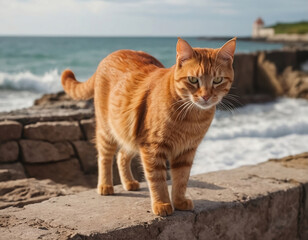 Obraz premium Gatto Rosso al mare