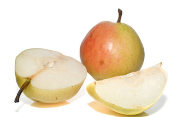 two juicy pears on a white background studio shooting 8