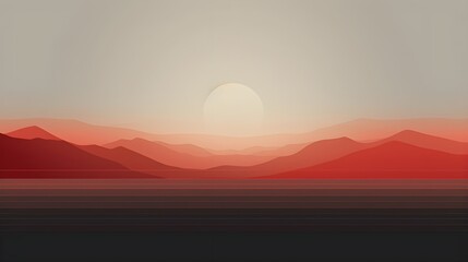 Fototapeta premium illustration of red mountains with a sunset