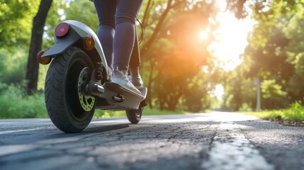 Electric scooter on the road