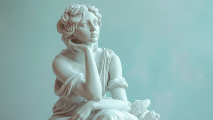 statue is in the pose of a woman, in the style of rococo pastel colors 