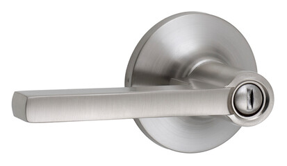 Stainless lever handle isolated on white bkg