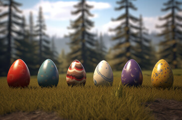 Ostereier im Gr&uuml;nen