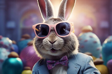 Cooler Osterhase mit Sonnenbrille Portrait