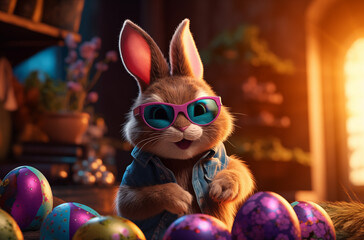 Cooler Osterhase mit Sonnenbrille Portrait