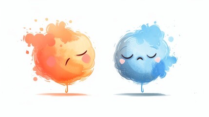 Illustration about mental state and emotions. Good mood and bad mood character