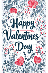 cute valentine's day watercolour with text on white background	