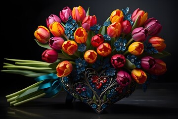 bouquet of colorful tulips