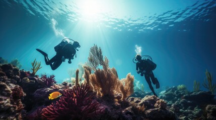 Fototapeta na wymiar Diving in the ocean