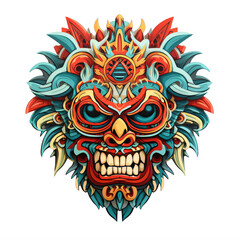 colorful demon mask on a transparent background png isolated