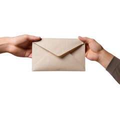 two hands holding an envelope sending a message on a transparent background png isolated