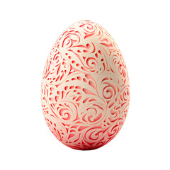 patterned white and red egg on a transparent background png isolated