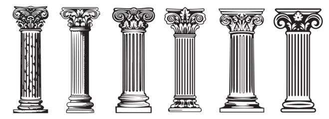 Fotobehang Greek decorative columns, black and white vectors © Cris