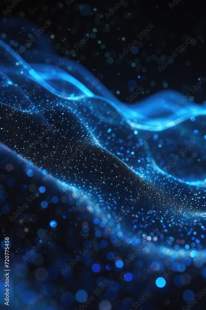 Poster A close-up shot capturing a mesmerizing wave of blue lights. This image can be used to create a captivating and dynamic atmosphere in various design projects