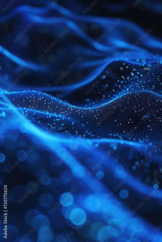 Poster a detailed close-up image of a vibrant blue liquid wave. this versatile image can be used to represe