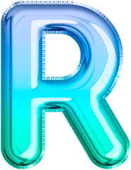 Metallic Balloon letter R in blue and green tones