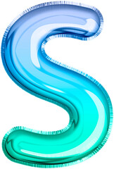 Metallic Balloon letter S in blue and green tones