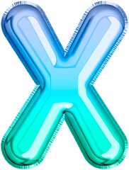 Metallic Balloon letter X in blue and green tones