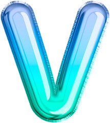 Metallic Balloon letter V in blue and green tones