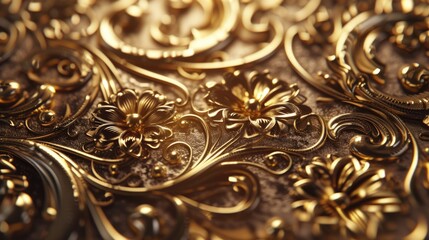A detailed close-up view of a shiny gold plate. This image can be used for various purposes