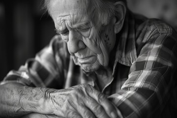 An old man captured in a black and white photo. Suitable for vintage-themed projects