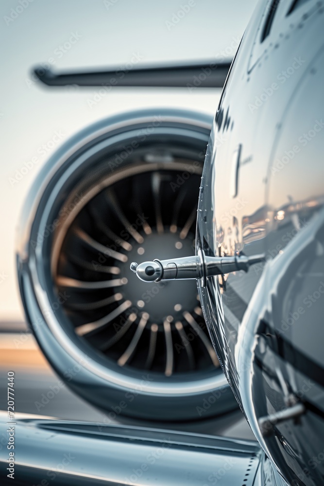 Aufkleber A detailed close up view of a jet engine. This image can be used to illustrate the inner workings of an aircraft engine