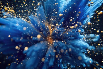 A detailed view of a vibrant blue and yellow flower. Perfect for adding a pop of color to any project - Powered by Adobe