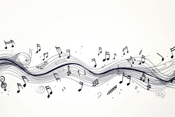Musical notes arranged together on a plain white background. Suitable for music-related designs and projects