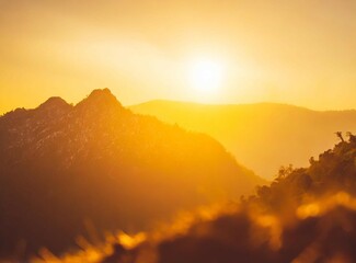 Orange mountains wallpaper with copy space