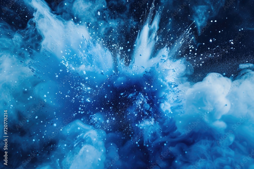Poster Blue smoke captured in close-up. Versatile image suitable for various applications