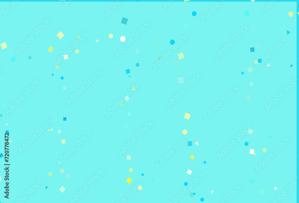 Poster light blue, yellow vector pattern in polygonal style with circles.