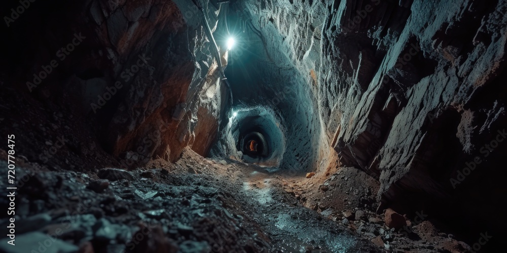 Poster a tunnel with a bright light shining at the end. can be used to represent hope, new beginnings, or a