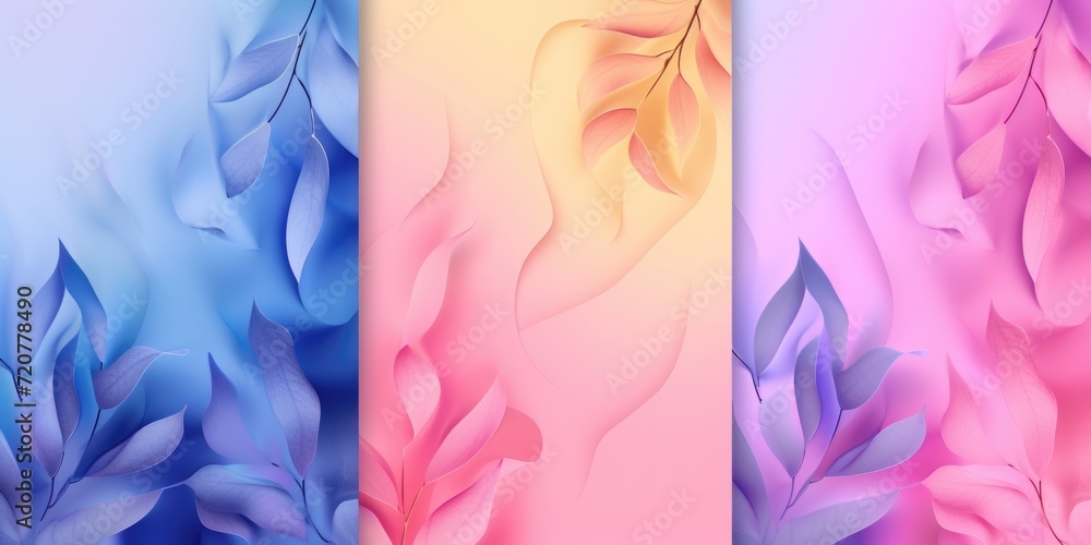 Poster colorful backgrounds featuring different colored leaves. suitable for various design projects
