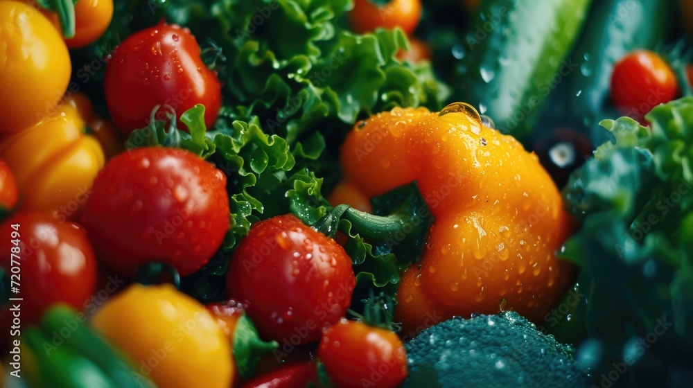 Poster A close-up view of a bunch of vegetables. This versatile image can be used in various contexts