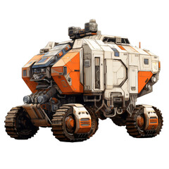 a sci-fi futuristic all terrain vehicle on a transparent background png isolated