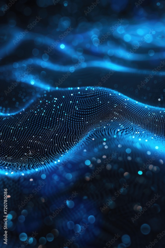 Poster A captivating image of a wave of blue lights against a black background. Perfect for adding a touch of vibrancy and energy to any project or design