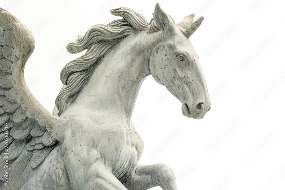 Poster a statue of a horse with wings on its back. ideal for adding a touch of elegance and mythology to an