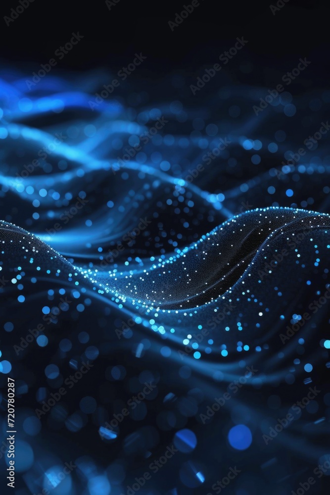 Poster A close up of a wave of blue lights. Perfect for adding a vibrant and energetic touch to any design or project