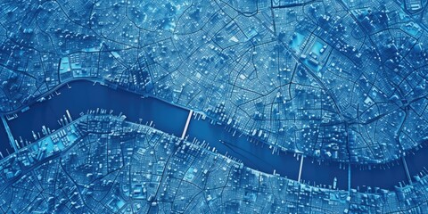A detailed map of a city with a river running through it. Perfect for travel guides or urban...