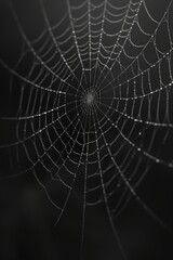 A spider web glistening with water droplets. Perfect for nature-themed designs and concepts