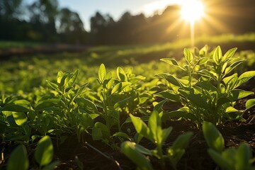 Bountiful harvest of fresh organic sprouts on a modern and sustainable plantation