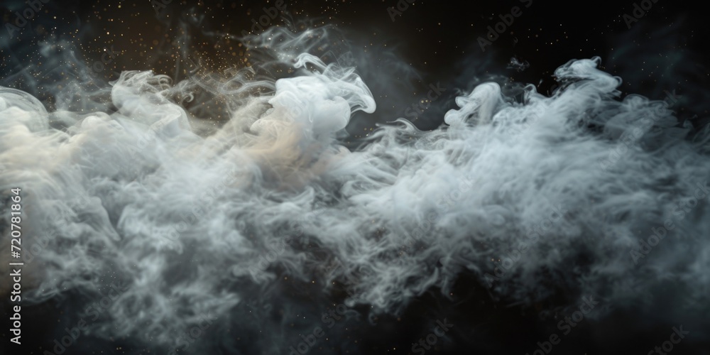 Poster Close-up view of smoke on a black background. Versatile image that can be used for various concepts and designs