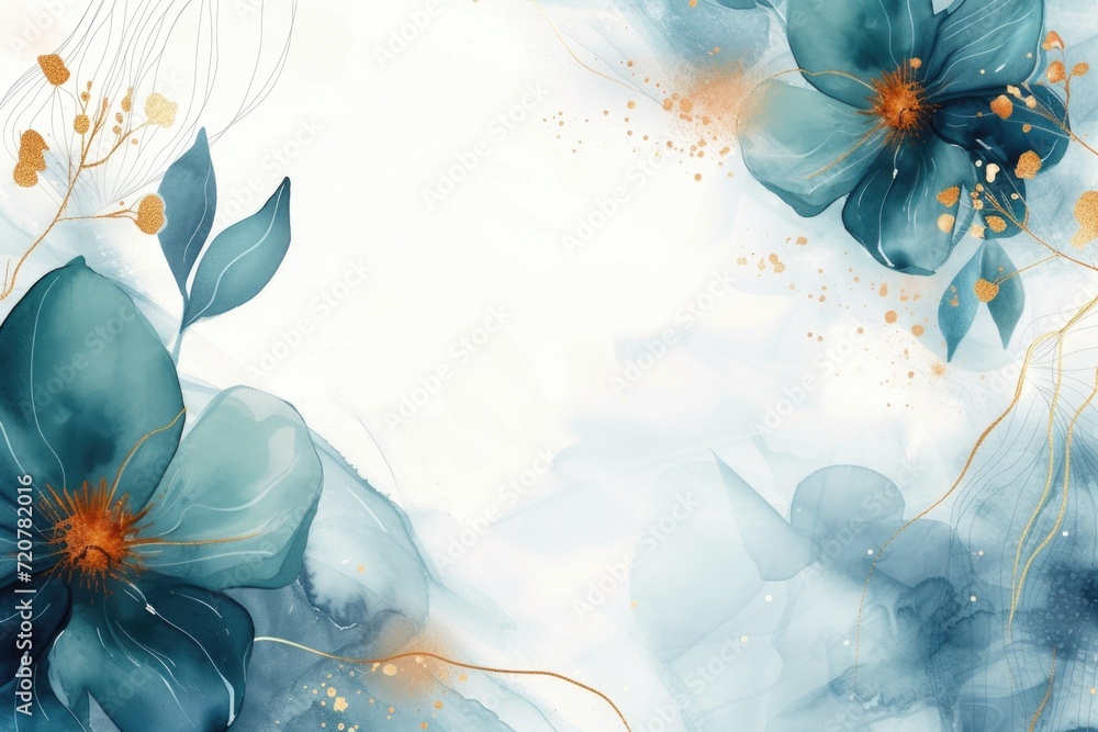 Aufkleber a painting of blue flowers on a white background. perfect for adding a pop of color to any space