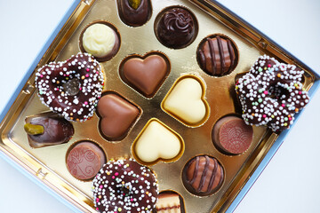 hocolate candies and gift box. set of gift cards 