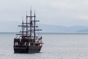 old ship in the sea Cachoeira do Bom Jesus beach Florianopolis Brazil