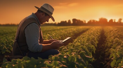 Fototapeta premium Modern farmer using a digital tablet