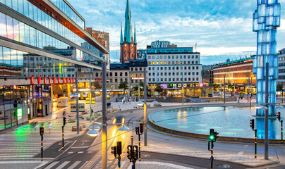 Scenic view of Sergel's Square (Sergels Torg) in Stockholm city centre, Sweden