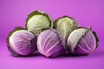 Vibrant Purple Cut Cabbages on Colorful Background AI Generated