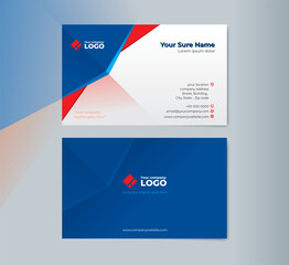 Double sided business card templates with abstract geometric shape on white color background